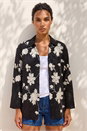 Black Floral Embroidered Collared Shirt, Image 1 of 4