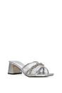 Silver 'Senara' Backless Block Heel Sandals With Crystals and Mesh, Image 2 of 6