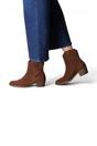 Brown Suede Leather Cowboy Western Ankle Boots, Image 5 of 8