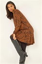 Rust Animal Print Pintuck Smock Dress, Image 1 of 5
