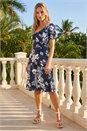 Navy  Petite Floral Print Sweetheart Neck Dress, Image 2 of 4