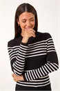Black Stripe Ribbed Crew Jumper, Image 1 of 5