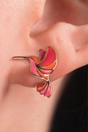 Gold Sterling Silver Pink Hummingbird Studs, Image 2 of 3
