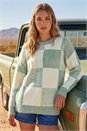 Mint Patchwork Cable Knit Jumper, Image 1 of 4
