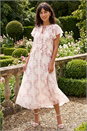 Light Pink Floral Frill Flutter Sleeve Dress, Image 1 of 4