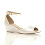 Ivory AJVANI Ivory Mid Wedge Heel Ankle Strap Sandals, Image 1 of 6