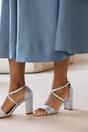 Silver 'Ruth' Mid High Block Heel Sandals, Image 2 of 4