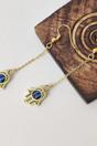 Silver Hamsa Evil Eye Drop Earrings, Image 2 of 2