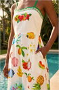 Ivory  Fruit Print Strappy Midi Dress, Image 4 of 4