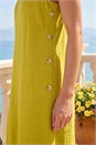 Ochre Petite Side Button Linen Blend Dress, Image 4 of 4