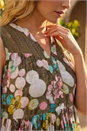 Khaki Floral Lace Smock Dress, Image 4 of 4