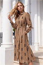 Taupe Belted Embroidery Dress, Image 1 of 4