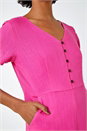 Fuchsia Cotton Blend Culotte Jumpsuit, Image 5 of 5