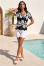Black Floral Lace V-Neck Top, Image 2 of 4