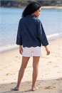 Navy  Broderie Hem Buttoned Shirt, Image 3 of 4