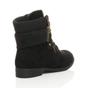 Black Lace Up Knitted Collar Biker Ankle Boots, Image 4 of 6