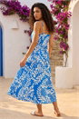 Blue Petite Leaf Print Strappy Midi Dress, Image 3 of 4