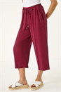 Wine Petite Linen Blend Cropped Trouser, Image 4 of 5