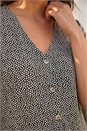 Black Petite Spot V-Neck Stretch Blouse, Image 4 of 4