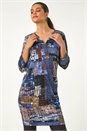 Blue Pebble Spot Zip Detail Midi Dress, Image 2 of 5