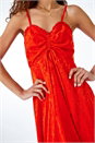 Orange Satin Ruffle Jacquard Asymmetric Midi Dress, Image 4 of 5