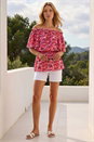 Pink Abstract Print Bardot Top, Image 2 of 4