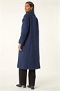Navy Textured Buttoned Boucle Coat, Image 3 of 5