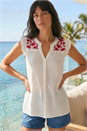 Ivory Floral Embroidered Blouse, Image 1 of 4