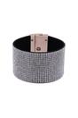 White Luxury Crystal-Studded Leather Cuff Bracelet, Image 2 of 5