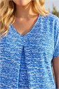 Blue Curve Pleat Front Printed Stretch Top, Image 4 of 4
