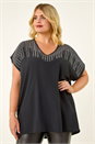 Black Curve Hotfix Woven Top, Image 4 of 5