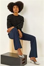 Navy  Long Bootcut Stretch Trousers, Image 2 of 5