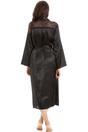 Black Camille Lingerie Black Full Length Long Sleeve Plain Satin Wrap, Image 3 of 5
