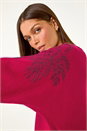 MAGENTA Leaf Sparkly Batwing Knit Jumper, Image 2 of 5