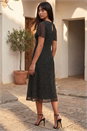 Black Petite Studded Mesh Midi Dress, Image 3 of 4