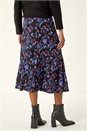 Blue Floral Stretch Midi Skirt, Image 4 of 5