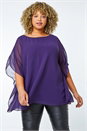 Plum Curve Chiffon Overlay Top, Image 2 of 5