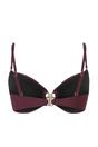 Plum Ruched Bandeau Bikini Top with Ring Detail, Image 2 of 2