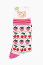 Cream Fair Isle Strawberry Cherry Bamboo Socks, Image 4 of 4