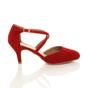 Red AJVANI Red Mid Heel Crossed Straps Court Shoes, Image 2 of 6