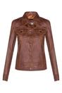 Tan Womens Leather Trucker Jacket-Andery, Image 1 of 4