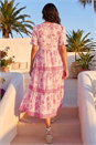 Pink Floral Print Tiered Midi Dress, Image 3 of 4