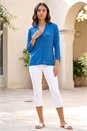 Blue Pocket Front Stretch Blouse, Image 2 of 4