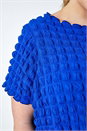 Royal Blue Curve Square Textured Stretch Top, Image 4 of 5