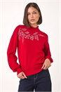 Red Floral Hotfix Detail Knit Jumper, Image 1 of 5