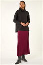 Burgundy Ditsy Floral Print Stretch Midi Skirt, Image 3 of 7