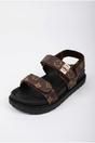 Brown iKrush Brown Saoirse Geometric Print Flatform Sandals, Image 2 of 5