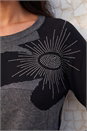 Charcoal Floral Sparkly Hotfix Knit Jumper, Image 4 of 4