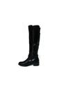 Black iKrush Black Nina Faux Leather Buckle Knee High Boots, Image 4 of 8