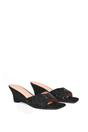 Black XY LONDON Black 'Georgia' Wedge Heel Diamante Square Peep Toe Heeled Mule Sandals, Image 3 of 6